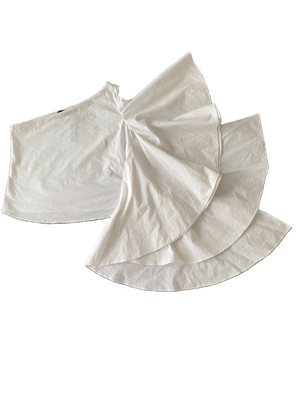 Walter Baker NWT 100% Cotton White Dramatic One Shoulder Ruffle Size S